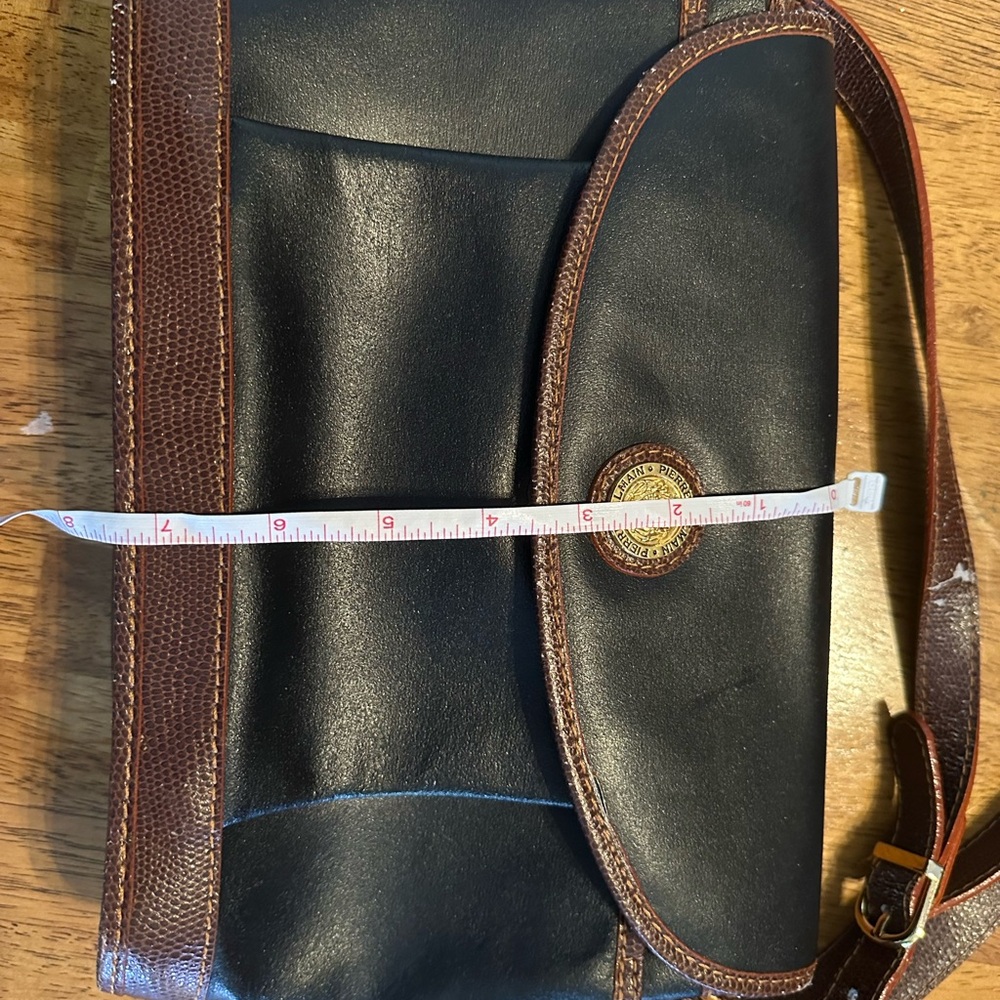 Vintage Pierre Balmain Genuine Leather Black and Brown Crossbody Bag - Picture 6 of 8